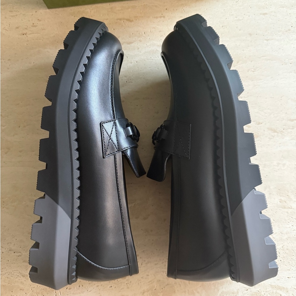 NWB GUCCI Gucci Horsebit Leather Loafers 'All Black' Designer Size/12 - Picture 3 of 16